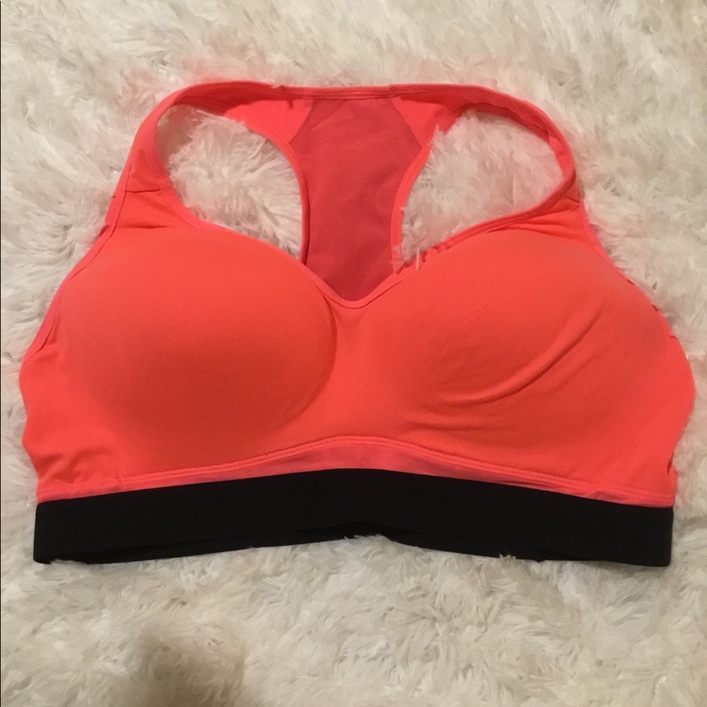 REEBOK PLAYICE CORAL/BLACK SPORTS BRA LIGHT PADDING SIZE XL